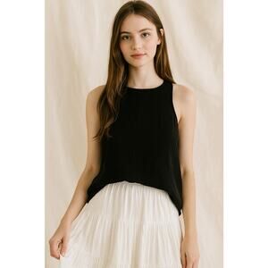 A New Approach A.N.A. Womens Top Medium Black Gauzy Coquette Classic Capsule